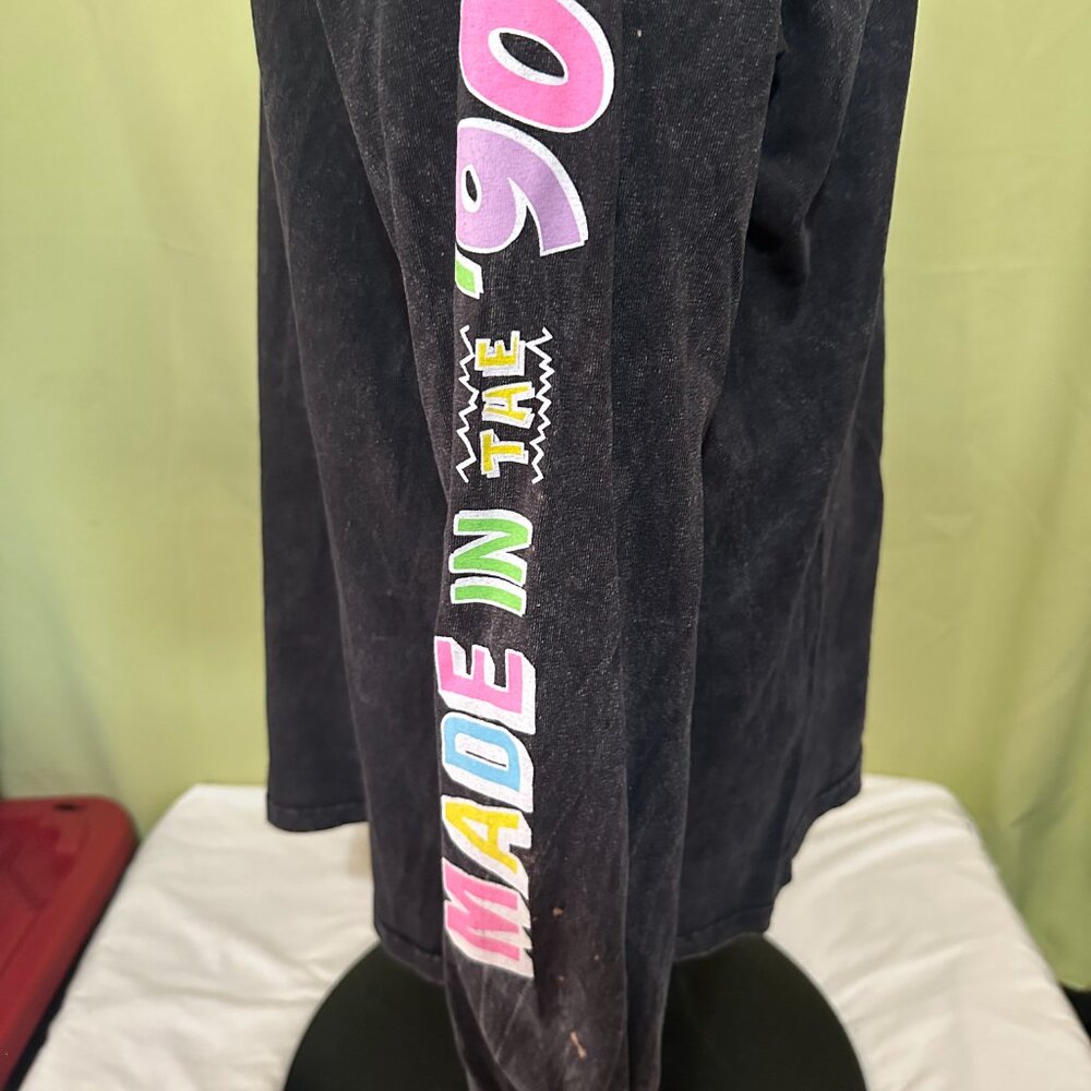 Nickelodeon Made in the 90's Men's Distressed Black Long Sleeve Shirt XL Cotton - Picture 5 of 5